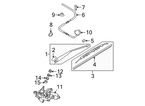 2005 Hyundai Tiburon Wiper & Washer Components Wiper Blade Rubber Assembly(Drive) Diagram for 98351-H1000