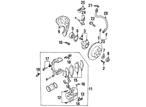 2001 Daewoo Leganza Front Brakes Storage Compart Spacer Diagram for 94525077