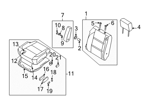 2008 Infiniti QX56 Power Seats Front Seat Switch Assembly Diagram for 87016-ZQ00A