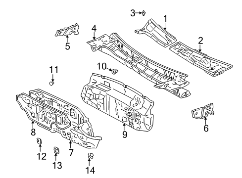 1999 Toyota Camry Cowl Panel Sub-Assembly, Dash Diagram for 55101-33170