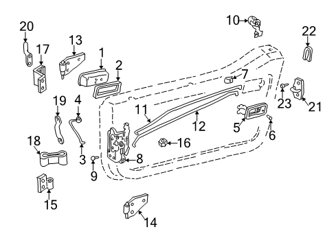 2004 Jeep Wrangler Lock & Hardware Link-Latch Release Diagram for 55075977AB