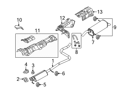 2015 Ford Fiesta Exhaust Components Muffler & Pipe Nut Diagram for -W703662-S403