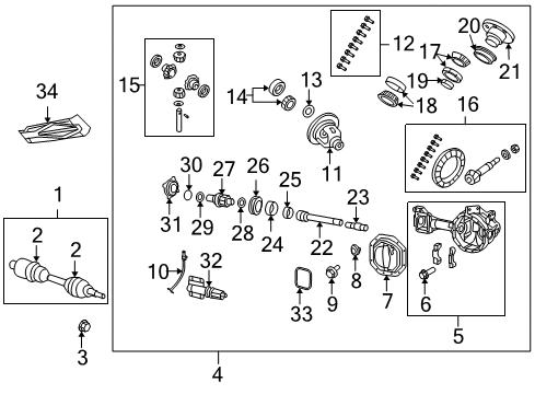 2011 Ram 1500 Front Axle & Carrier Gear Kit-Center Differential Diagram for 5072492AB