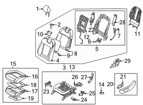 2022 Hyundai Santa Cruz Driver Seat Components Bolt-Front Seat Recliner Mounting Diagram for 88195-14100