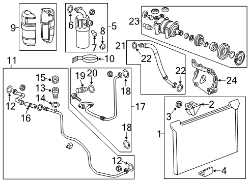 2011 GMC Sierra 2500 HD A/C Condenser, Compressor & Lines Insulator, A/C Condenser Diagram for 15044225