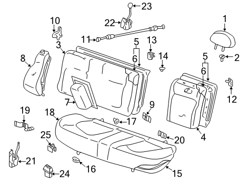 2005 Hyundai Sonata Rear Seat Components Knob-Rear Seat Back Lock Diagram for 89346-34111