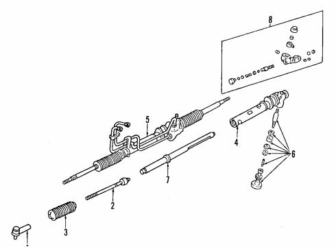 1992 Mercury Capri P/S Pump & Hoses, Steering Gear & Linkage Gear Assembly Diagram for E7GZ3504B