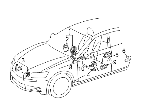 2016 Lexus RC350 Air Bag Components Sensor Assembly, Air Bag Diagram for 89170-24170