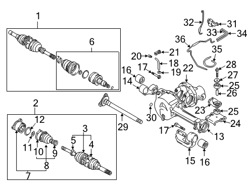 2004 Chevrolet Tracker Carrier & Front Axles Front Wheel Drive Shaft(Rh) Diagram for 30024183