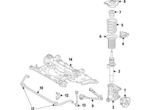 2018 BMW i3s Front Suspension, Lower Control Arm, Stabilizer Bar, Suspension Components Left Carrier Diagram for 31216852159