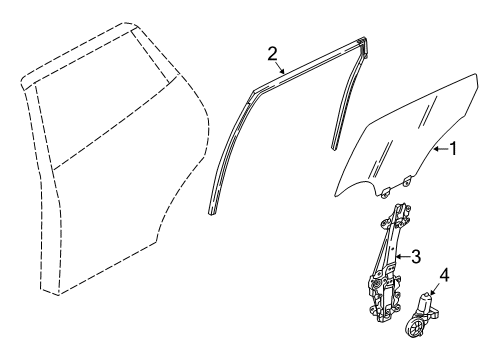 2019 Nissan Rogue Sport Front Door Glass Assy-Rear Door Window, LH Diagram for 82301-6MA0A