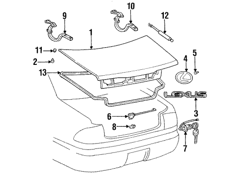 1995 Lexus GS300 Trunk Lid Weatherstrip, Luggage Compartment Door Diagram for 64461-30220