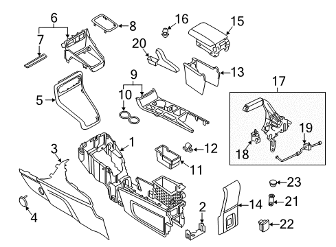 2021 Ford EcoSport Parking Brake Console Base Diagram for GN1Z-58045A36-CA