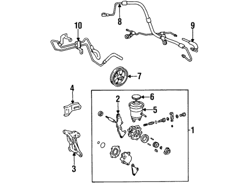 1996 Toyota Corolla P/S Pump & Hoses, Steering Gear & Linkage Power Steering Pump Adjuster Diagram for 44446-12060