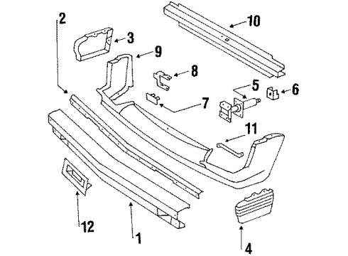 1985 Pontiac T1000 Front Bumper Extension, Front Bumper Imp Bar Diagram for 10027052