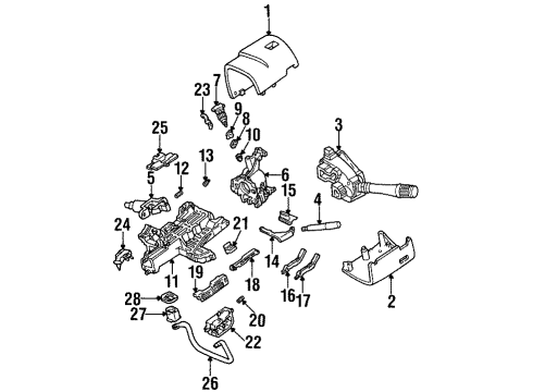 1996 Ford Taurus Steering Column Housing & Components, Shroud, Switches & Levers Combo Switch Diagram for YW3Z-13K359-AB