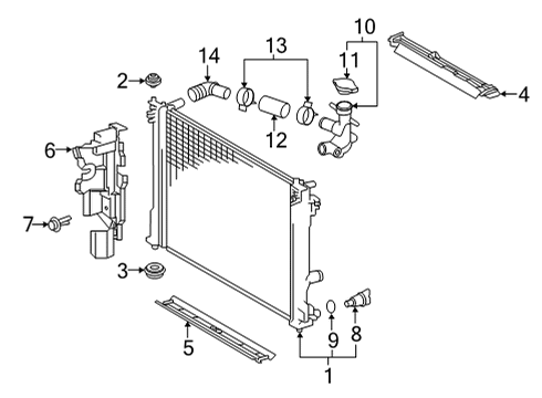 2021 Toyota RAV4 Prime Radiator & Components Air Guide Diagram for 16595-25020