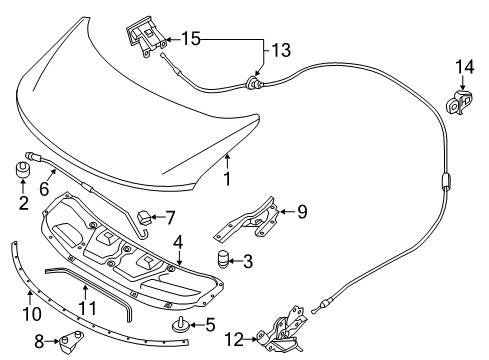 2016 Nissan Quest Hood & Components Cable Hood Lock Diagram for 65621-1JA0A