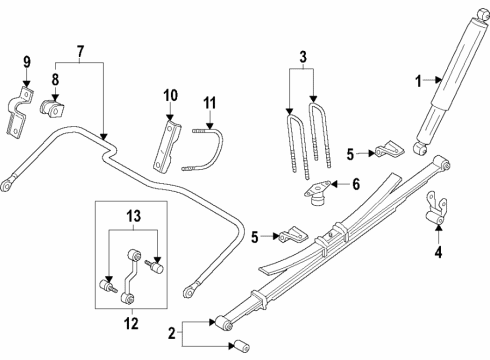 2020 Ford F-250 Super Duty Suspension Components, Stabilizer Bar Shock Diagram for LC3Z-18125-B