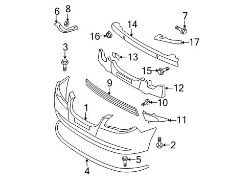 2010 Hyundai Elantra Front Bumper Bracket-Front Bumper Upper Side Mounting Diagram for 86552-2H000