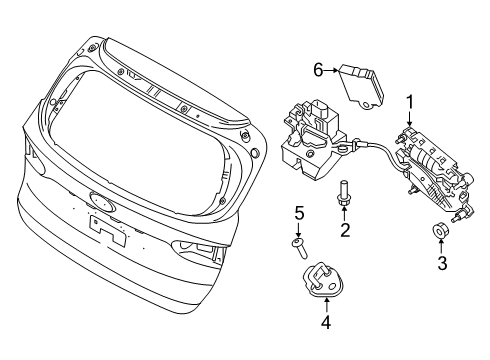 2020 Hyundai Santa Fe Lift Gate Power Tail Gate Power Latch Assembly Diagram for 81800-S2100