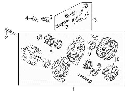 2012 Hyundai Accent Alternator Generator Assembly Diagram for 373002B300