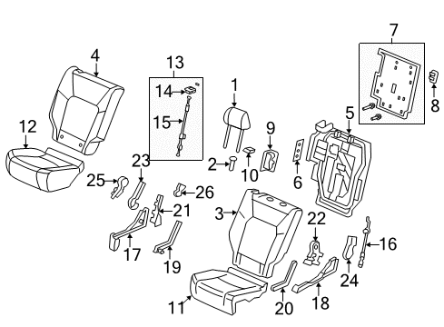 2011 Honda Pilot Second Row Seats Pad, R. Middle Seat Cushion Diagram for 81332-SZA-A01
