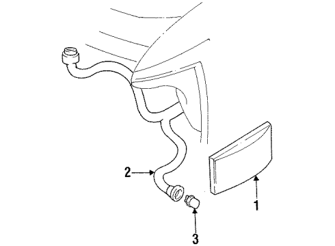 1997 Oldsmobile Cutlass Supreme Headlamp Components, Park & Signal Lamps, Side Marker Lamps Lamp Asm-Front Side Marker Diagram for 5975690