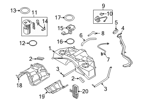 Diagram for 2010 Infiniti FX50 Fuel System Components