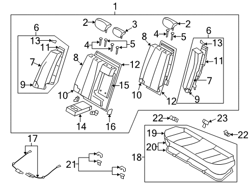 2010 Hyundai Elantra Rear Seat Components Bolt Diagram for 8801022000