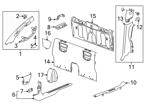 2015 GMC Canyon Interior Trim - Cab Upper Trim Bracket Diagram for 23145233