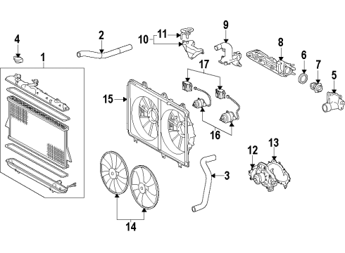 2010 Toyota Highlander Cooling System, Radiator, Water Pump, Cooling Fan MOTOR, COOLING FAN Diagram for 16363-75020