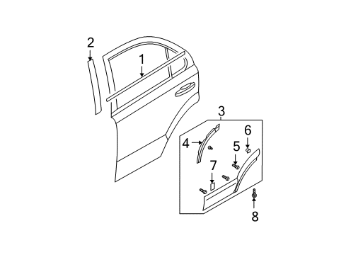 2003 Kia Sorento Exterior Trim - Rear Door Screw Diagram for 1249305206B