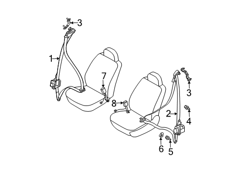2003 Infiniti G35 Seat Belt Belt Assembly-Rear Seat Tongue Diagram for 88844-AM606