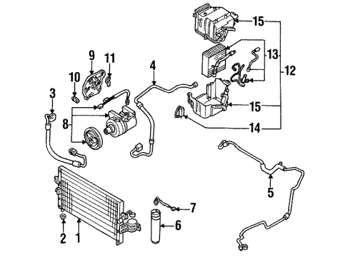 1992 Infiniti G20 Condenser, Compressor & Lines, Evaporator Components Compressor Diagram for 92600-62J21