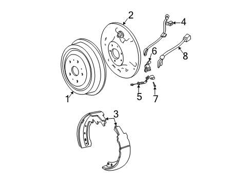 2002 Jeep Wrangler Rear Brakes Plate-Brake Backing Diagram for 4856719AB