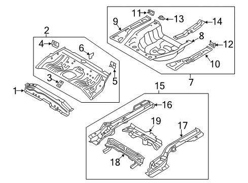 2019 Hyundai Elantra Rear Body - Floor & Rails Reinforcement-Rear Floor Back, RH Diagram for 65662-F2000