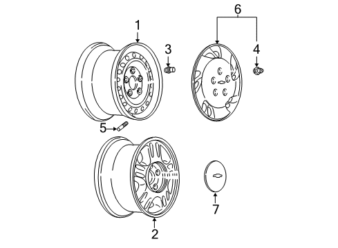 1999 Chevrolet Venture Wheels, Covers & Trim Wheel, Alloy Diagram for 9592264