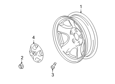 2003 Dodge Ram 1500 Wheels, Covers & Trim Aluminum Wheel Diagram for 5GY24PAKAB