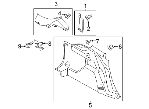 2019 Ford Escape Interior Trim - Quarter Panels Quarter Trim Panel Diagram for CJ5Z-7855147-CA