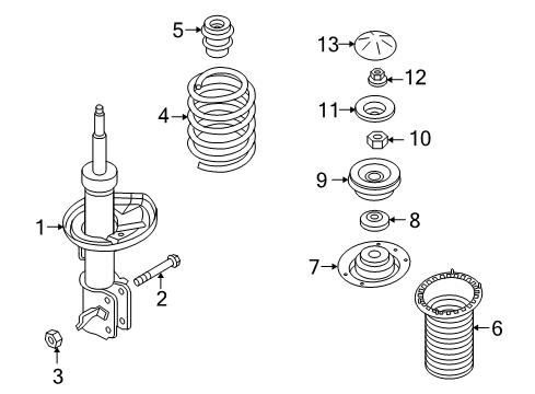 2009 Pontiac G3 Struts & Components - Front Top Cap Diagram for 42596301