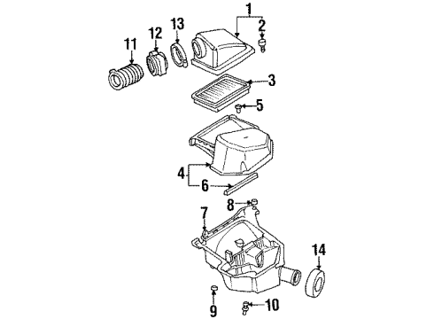 2002 Oldsmobile Aurora Air Intake Air Outlet Duct Diagram for 12482799