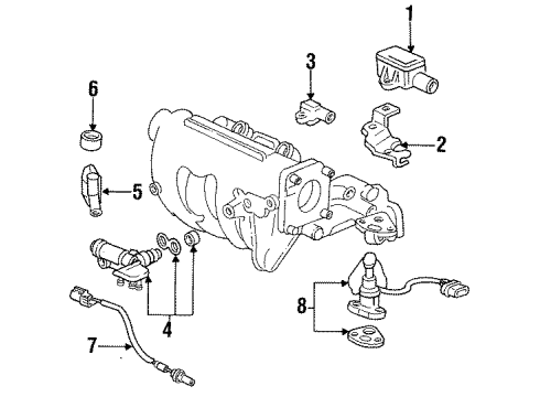 1995 Honda Civic Fuel Injection Injector Set, Fuel Diagram for 06164-P05-A02