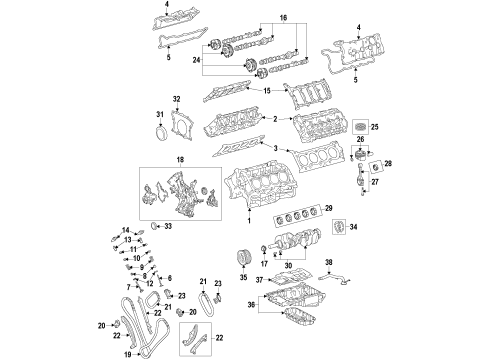 2017 Lexus LX570 Engine Parts, Mounts, Cylinder Head & Valves, Camshaft & Timing, Variable Valve Timing, Oil Cooler, Oil Pan, Oil Pump, Crankshaft & Bearings, Pistons, Rings & Bearings Chain Guide Diagram for 13559-0S010