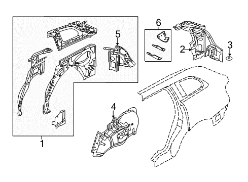 2015 Lincoln MKT Inner Structure - Quarter Panel Inner Wheelhouse Diagram for DA8Z-7427886-A