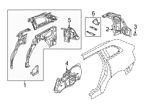 2015 Lincoln MKT Inner Structure - Quarter Panel Inner Panel Diagram for BE9Z-7427790-A