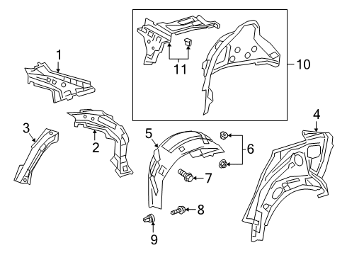 2020 Toyota Corolla Inner Structure - Quarter Panel Wheelhouse Liner Diagram for 65638-02140