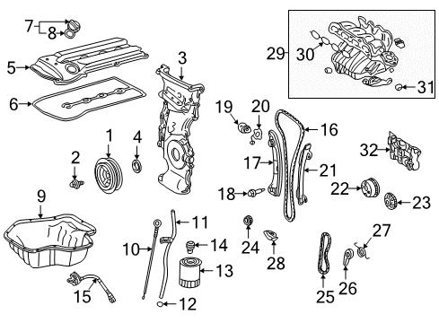 2003 Toyota Camry Powertrain Control Knock Sensor Diagram for 89615-44010