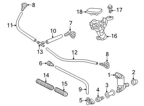 2013 Toyota Land Cruiser Headlamp Washers/Wipers Washer Hose Diagram for 85376-58130
