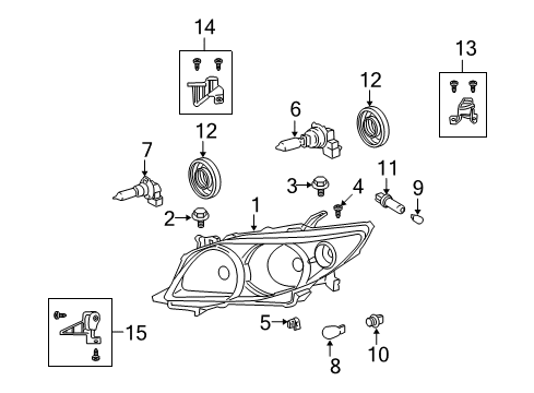 2009 Toyota Corolla Headlamps Composite Assembly Diagram for 81150-02680